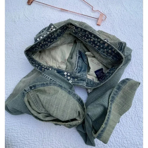 Miss Me Womens Rhinestone Mid Rise Boot Cut Denim Jeans Light Blue Sz 28 - Picture 16 of 16